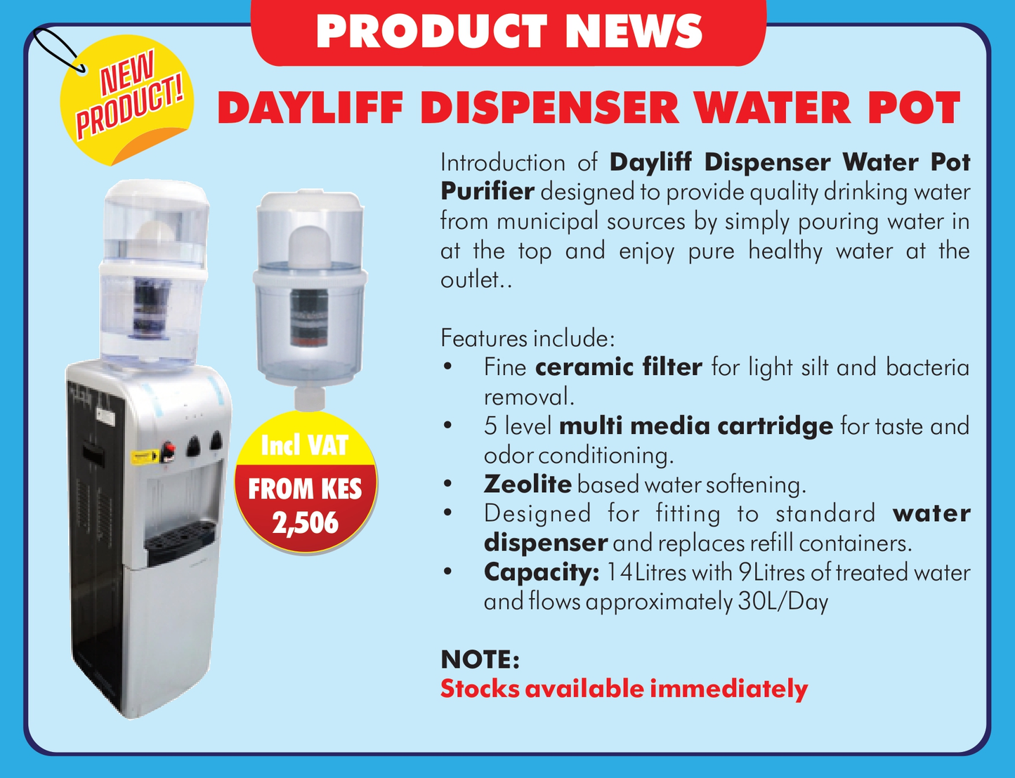 Dayliff Dispenser Mineral Water Pot